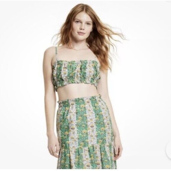 RHODE For target Green crop top Cottagecore  M - Picture 1 of 8